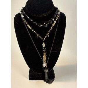Black Necklace Lot Y2K Sparkly Statement Pieces For Stacking Maximal